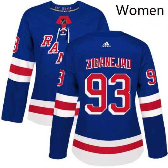 Womens Adidas New York Rangers 93 Mika Zibanejad Authentic Royal Blue Home NHL Jersey